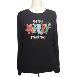 Holiday Time Women’s Large Long Sleeve Christmas Shirt – Very Merry Mama Print